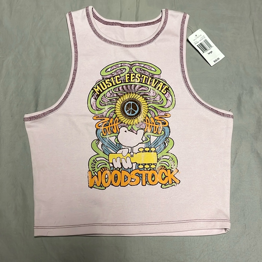 Woodstock crop top. Size large NWT